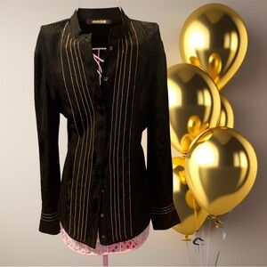 Roberto Cavalli Black Top with Gold Detailing